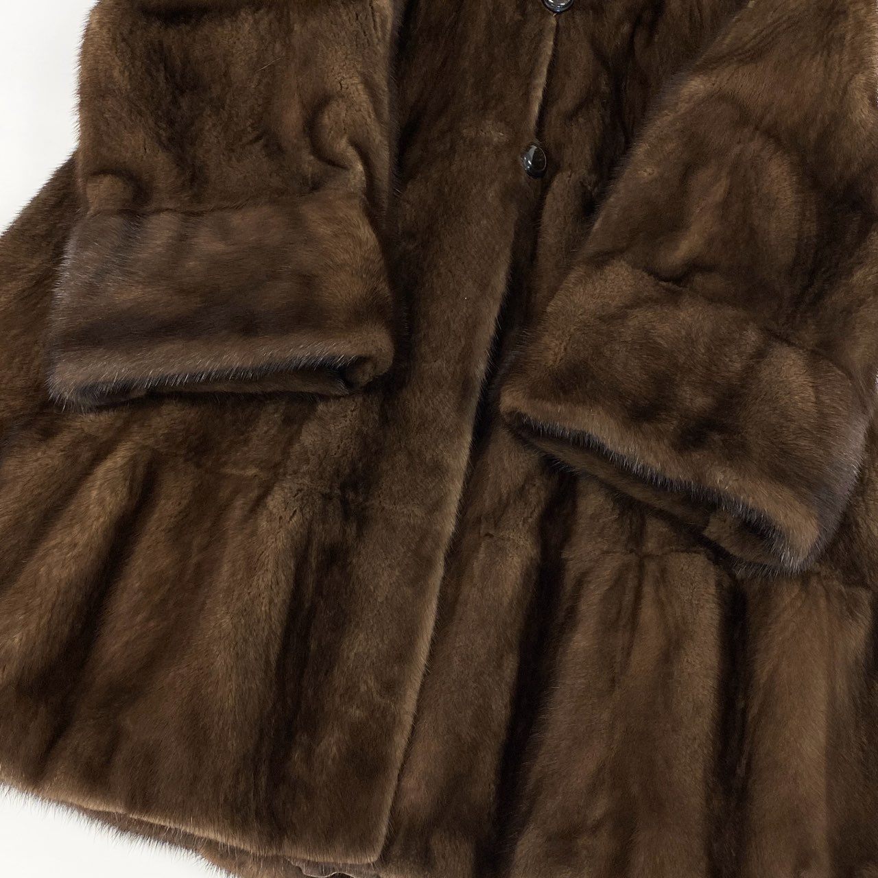 82a27 デミバフミンク リバーシブル 裾フリル ロングコート サイズF ブラウン 本毛皮 Reversible Mink Fur Long Coatt18r