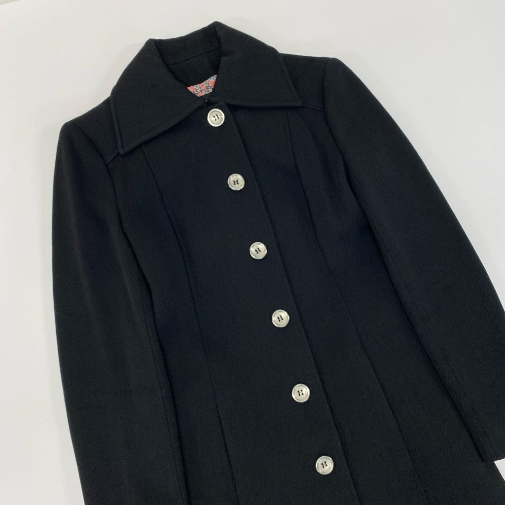 16a27 D&G DOLCE&GABBAN ディー&ジー ドルチェアンドガッパーナ チェスターコート ロングコート 裏地花柄 イタリア製 26/40サイズ ブラック レディース 女性用o07t