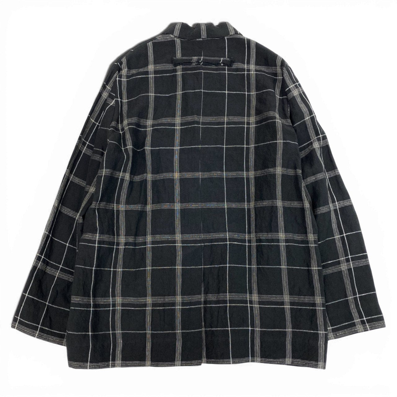 61b9《極美品》 toogood トゥーグッド THE PHOTOGRAPHER JACKET オーバーサイズ チェックジャケット 6 ブラック リネン メンズk02i