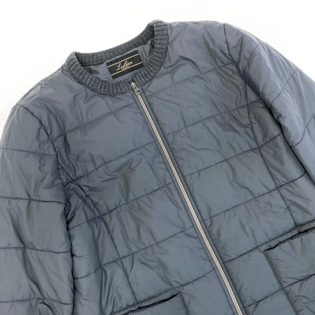 81L15 【美品】Leilian レリアン 中綿キルティングジャケット ナイロンジャケット コート アウター 17+サイズ グレー  レディースu02t