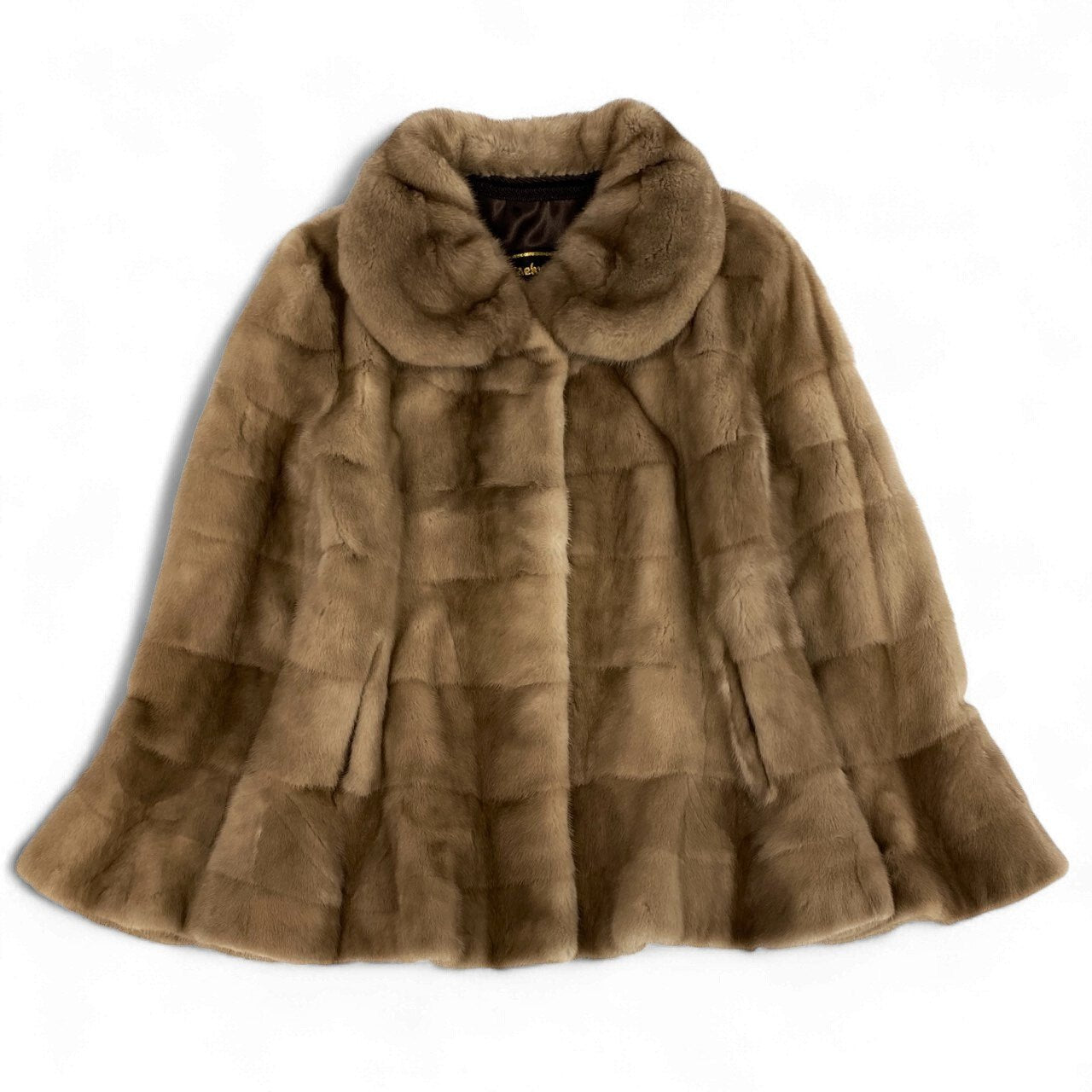 52k19 Taehyun Fur パステルミンク ミンクコート ハーフコート 最高級毛皮 ベージュ 本毛皮 レアデザイン MINK FUR リアルファー コートt18r