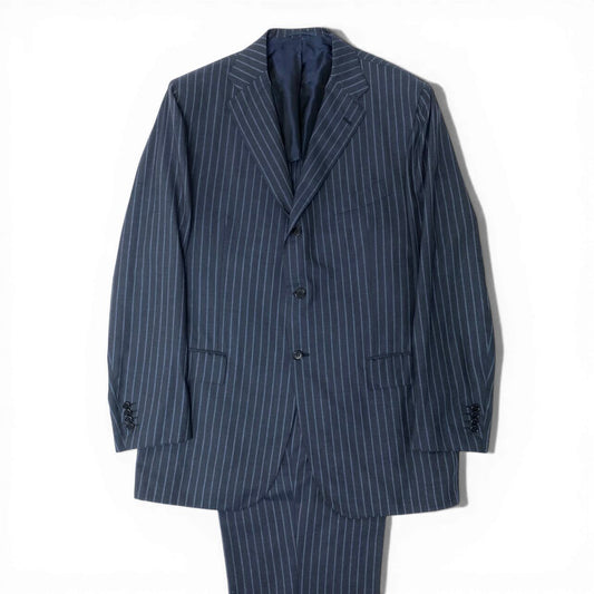 49d5 【イタリア製】Kiton キートン キトン サイズ54  カシミヤ100％ 3ボタン シングルスーツ セットアップ 背抜き 4シーズン向け ストライプ メンズ フォーマルk02i