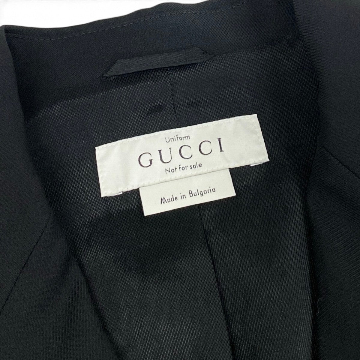 i19 E タグ付 GUCCI グッチ GUCCI UNIFORM テーラードジャケット ピークドラペル 40 ブラック ウール レディースo07t
