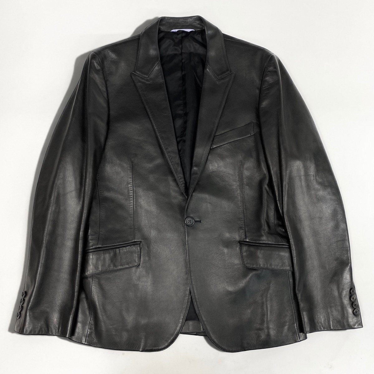 12i14 《美品》 Paul Smith ポールスミス ラムレザー テーラードジャケット サイズXL ブラック 羊革 紳士服 Leather Jackett18r