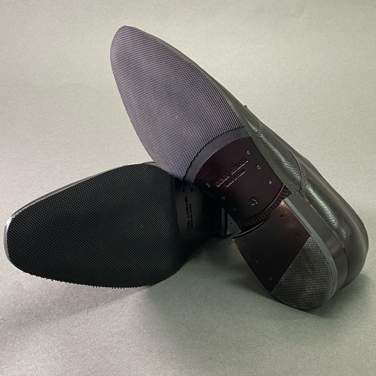 3f10 【美品】イタリア製 GIORGIO ARMANI ジョルジオアルマーニ ドレスシューズ 革靴 サイズ43 ブラウン レザー メンズ 紳士靴 レザーシューズ ドレス フォーマル
