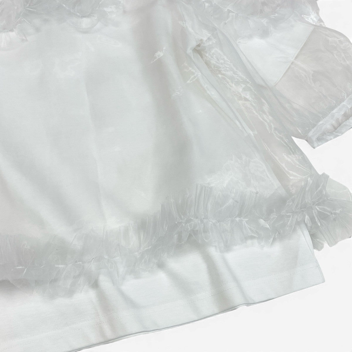 Ag10 【美品タグ付】 COMME des GARCONS コムデギャルソン noir kei ninomiya 2025年 チュールフリルTシャツ サイズXS ホワイト レディースk02i