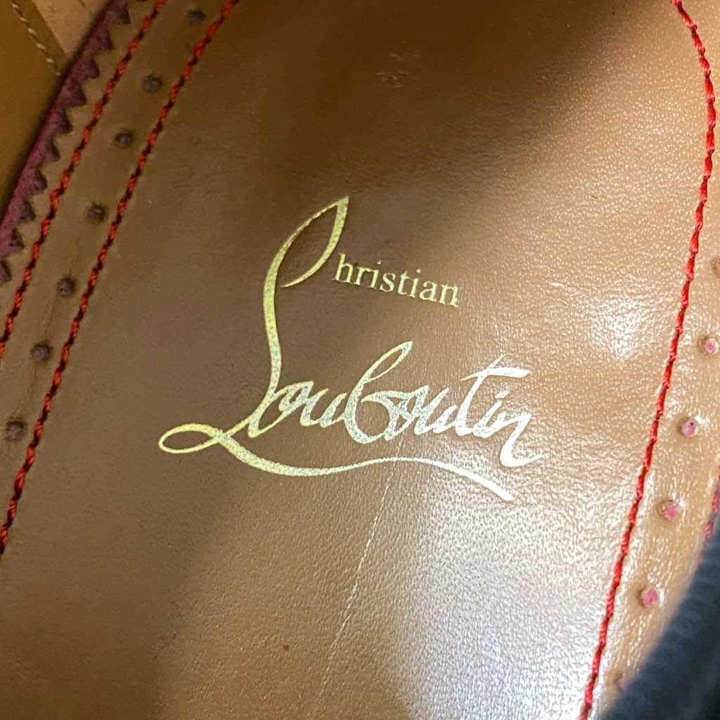 2f30 《美品》 Christian Louboutin クリスチャンルブタン 切替デザイン スリッポンシューズ ドレスシューズ 革靴 サイズ41 1/2 ブラック メンズ 紳士靴