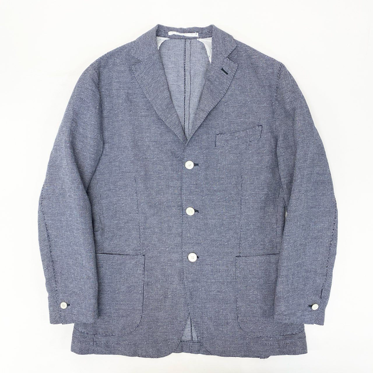 59k1 FINAMORE NAPOLI フィナモレ ナポリ イタリア製 テーラードジャケット ブレザー アンコンジャケット 48 ブルー メンズo07t