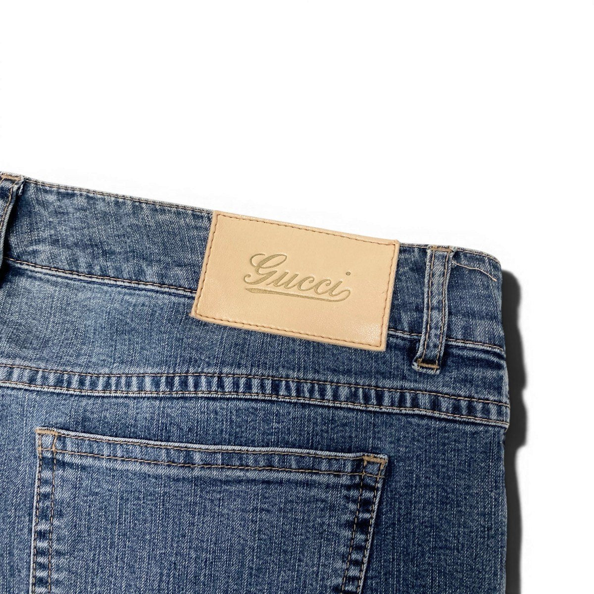 Ef11 GUCCI グッチ ゴールドチャーム付 フレアデニム ジーンズ サイズ44 インディゴ レディース女性用t18r