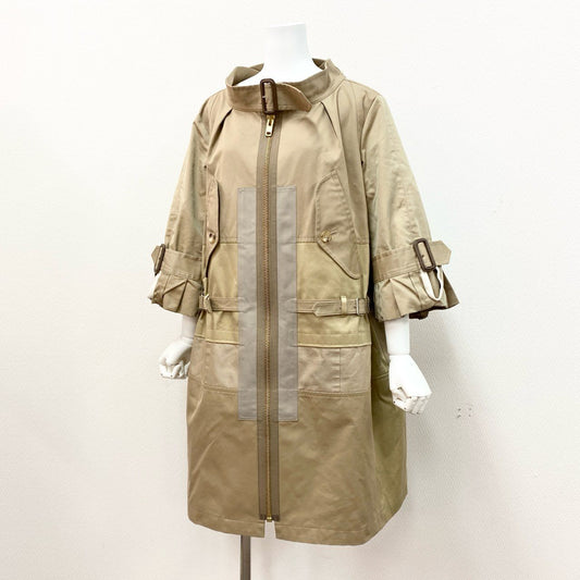 68j9 JUNYA WATANABE COMME des GARCONS ジュンヤワタナベ コムデギャルソン パッチワーク フルジップ トレンチコート JE-O029 サイズXS ベージュ レディース AD2019 20ss