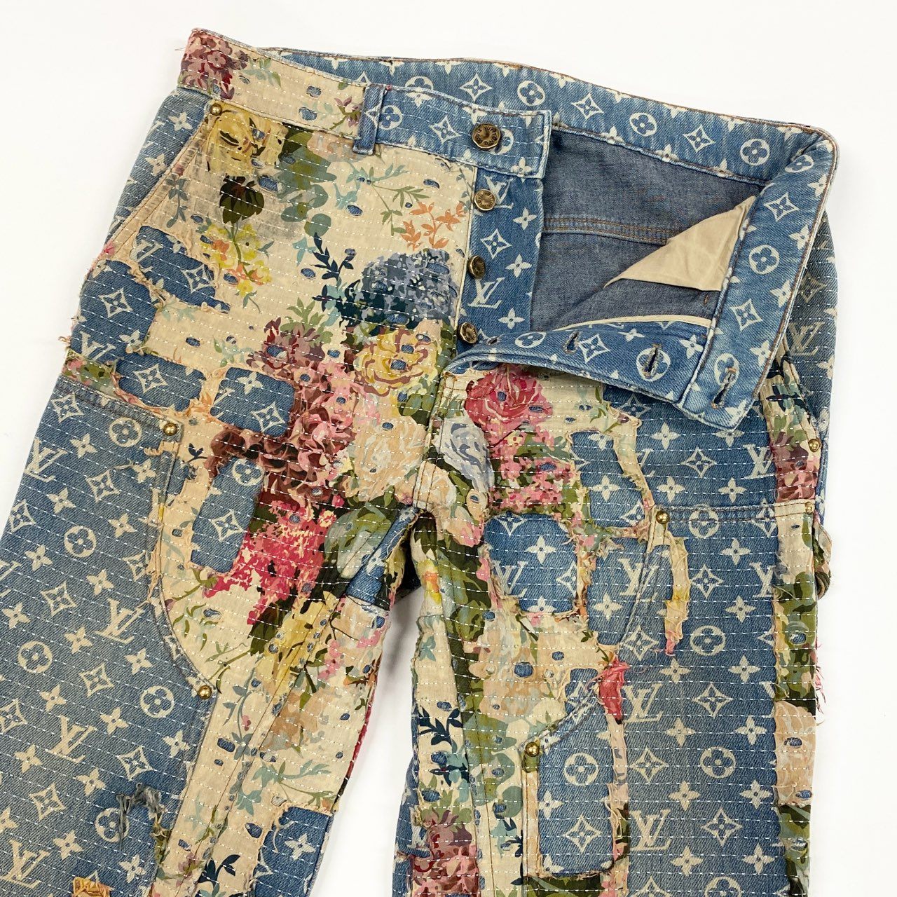 Ia15 LOUIS VUITTON ルイヴィトン RM222 2022AW Destroy Carpenter  Bell Bottom モノグラム デニムパンツ サイズ30 メンズ カーペンカーボトムk02i