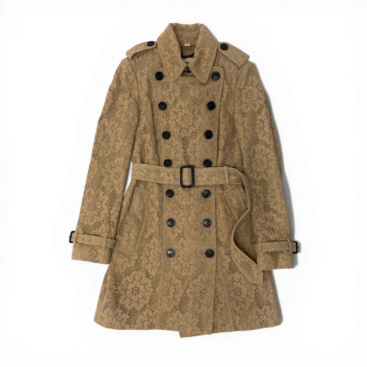 79c26 【美品】BURBERRY LONDON バーバリー ロンドン トレンチコート 総レースコート アウター ロングコート 40サイズ ベージュ レディース 女性用u02t