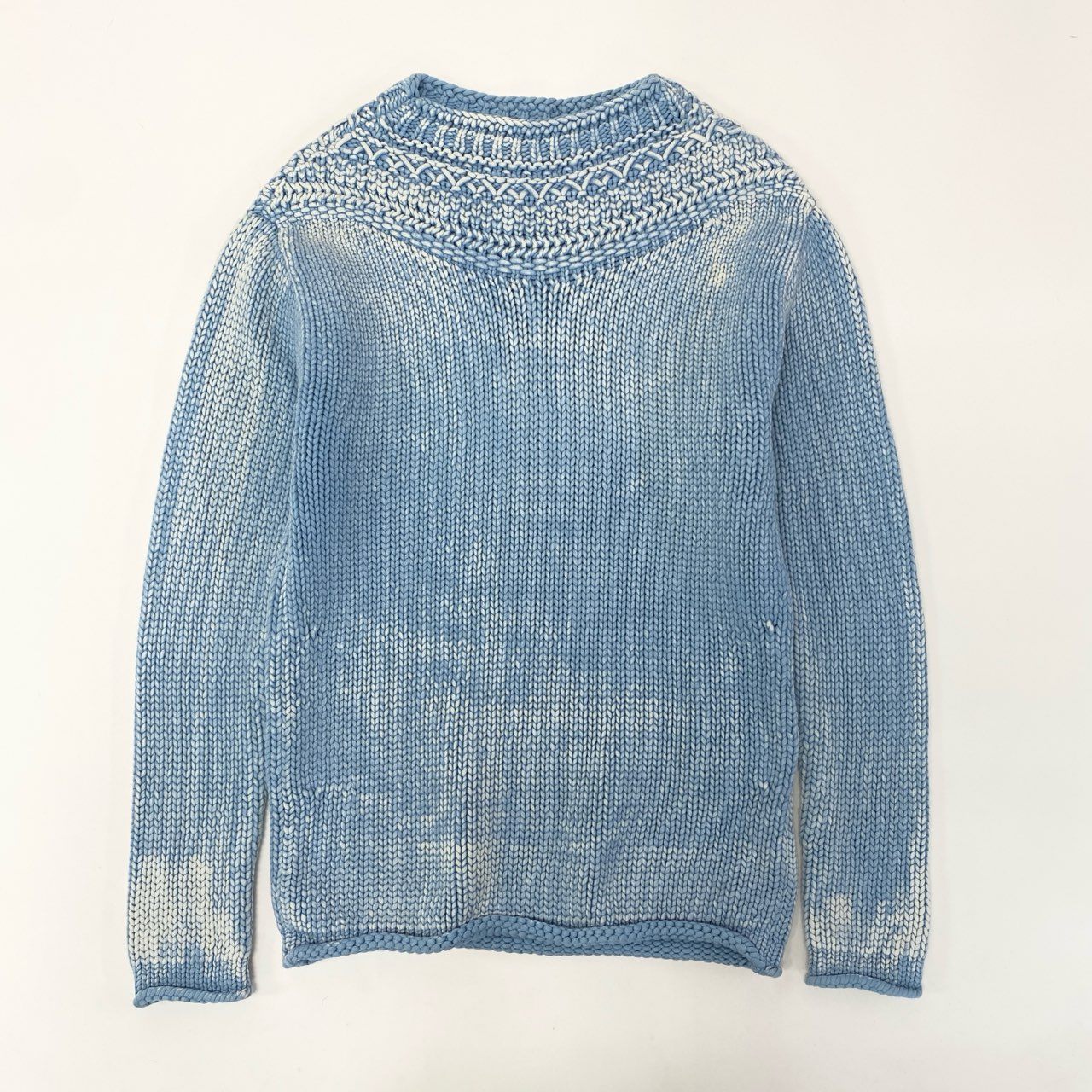 Ma27《美品》 BOTTEGA VENETA ボッテガヴェネタ フェード加工 コットンニットセーター サイズ48 ブルー Knit Sweatert18r