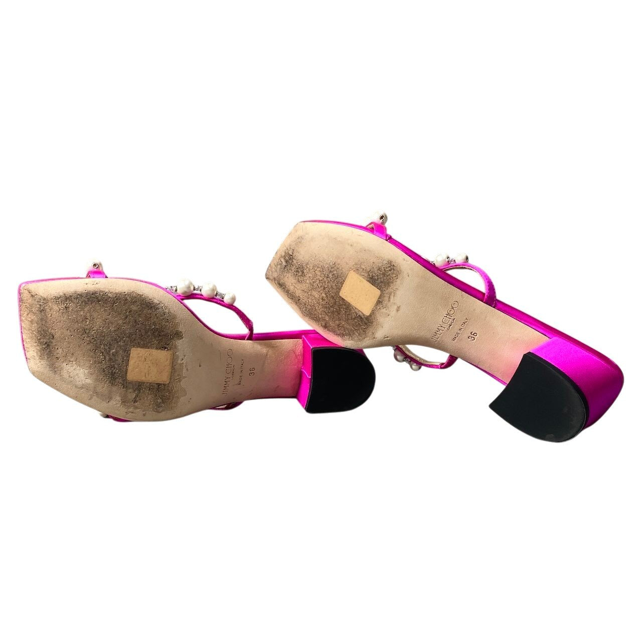 h10 JIMMY CHOO AMARA45 パール サンダル イタリア製 36サイズ ピンク レディース 女性用k02i