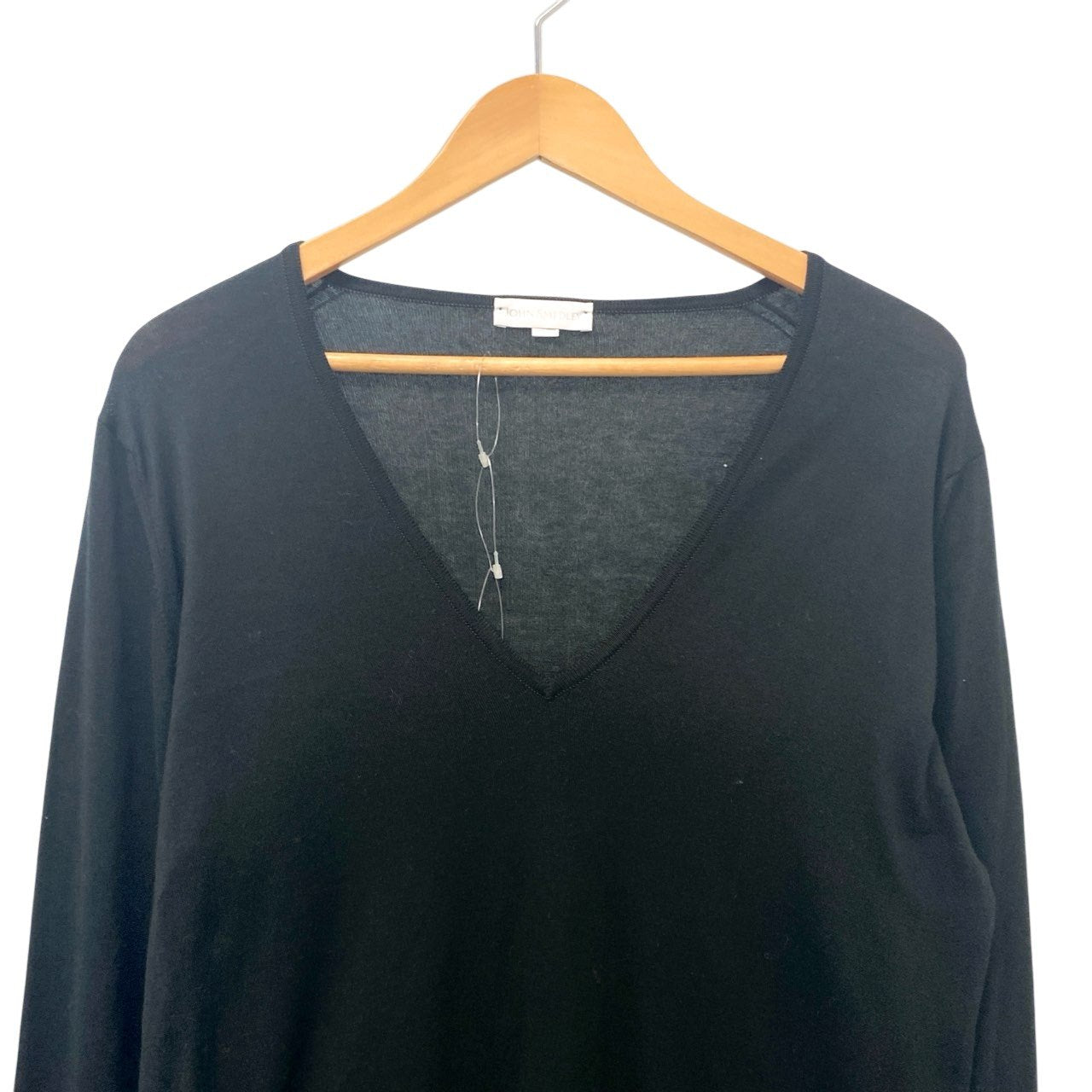 24b16 【美品】JOHNSMEDLEY ジョンスメドレー Vネックロングスリーブニットセーター コットンニット トップス Lサイズ ブラック コットン100％ メンズ 男性用u02t