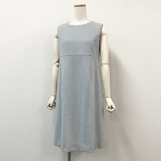 17h20《美品》　FOXEY フォクシー Charlotte シャーロット カシミヤドレス ノースリーブワンピース 42357 サイズ40 アンティークブルー レディースk02i