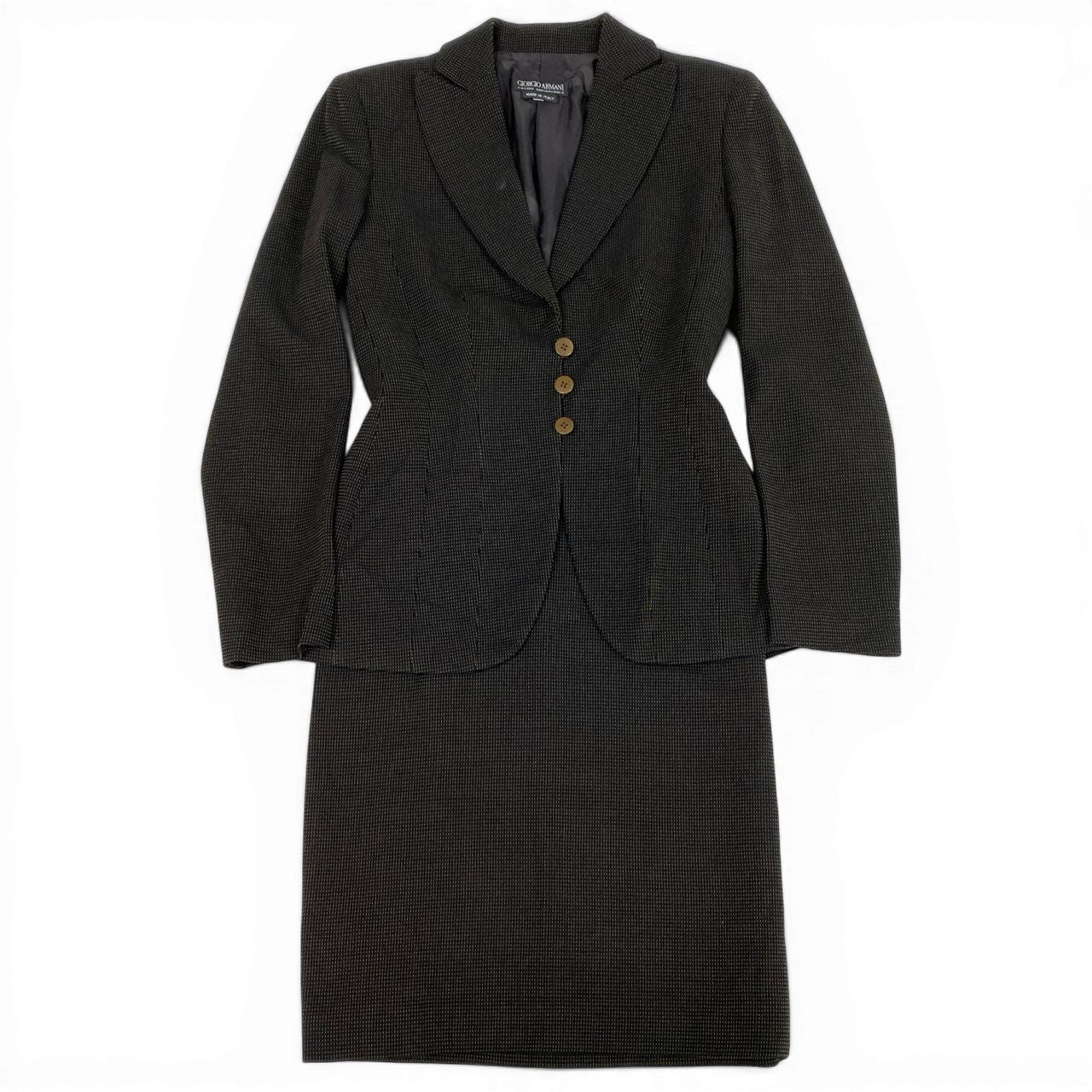 Ed6 GIORGIO ARMANI ジョルジオアルマーニ セットアップ スカートスーツ フォーマル  サイズ38 ブラック レディース 女性服u02t