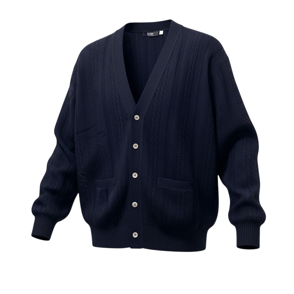 78b12 【新品保管品】GOBI ゴビ カシミヤニットカーディガン Vネックカーディガン カシミア モンゴル製 Lサイズ ネイビー カシミヤ100％ メンズ 男性用u02t