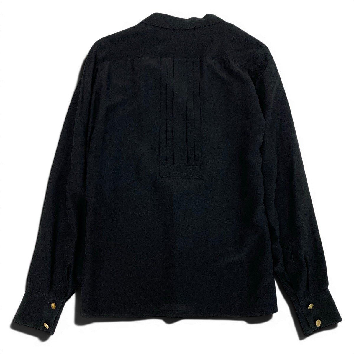 Ce28 CHANEL シャネル ヴィンテージ ロングスリーブ シルクシャツ ココマーク 金ボタン ブラック シルク100％ レディース女性服u02t