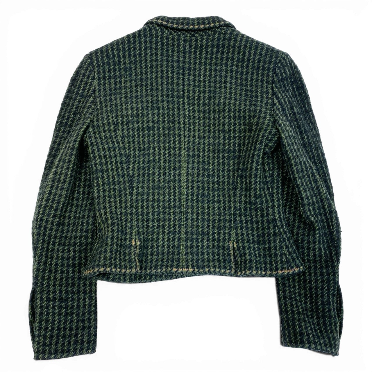 Ca14【Archive】CHANEL シャネル 1997年 collection P07184 ココマークボタン ツイードショートジャケット サイズ40 ダークグリーン系 レディース 女性用 アウターta1