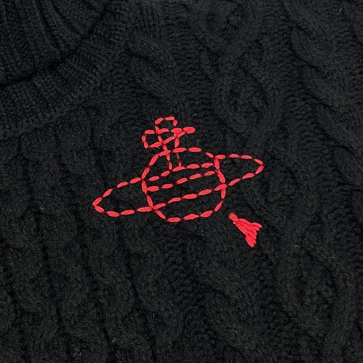 i20 Vivienne Westwood RED LABEL ハイネックニットセーター オーブ刺繍 00サイズ ブラック ウール100％ レディース 女性用u02t