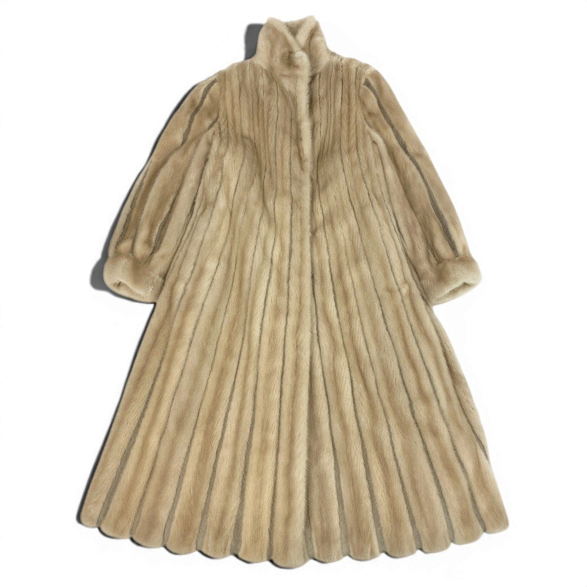 58f11 MIO パールミンク 超ロングコート 丈110cm サイズ11 ホワイト 本毛皮 Pearl Mink Fur Long Coat リアルファーt18r