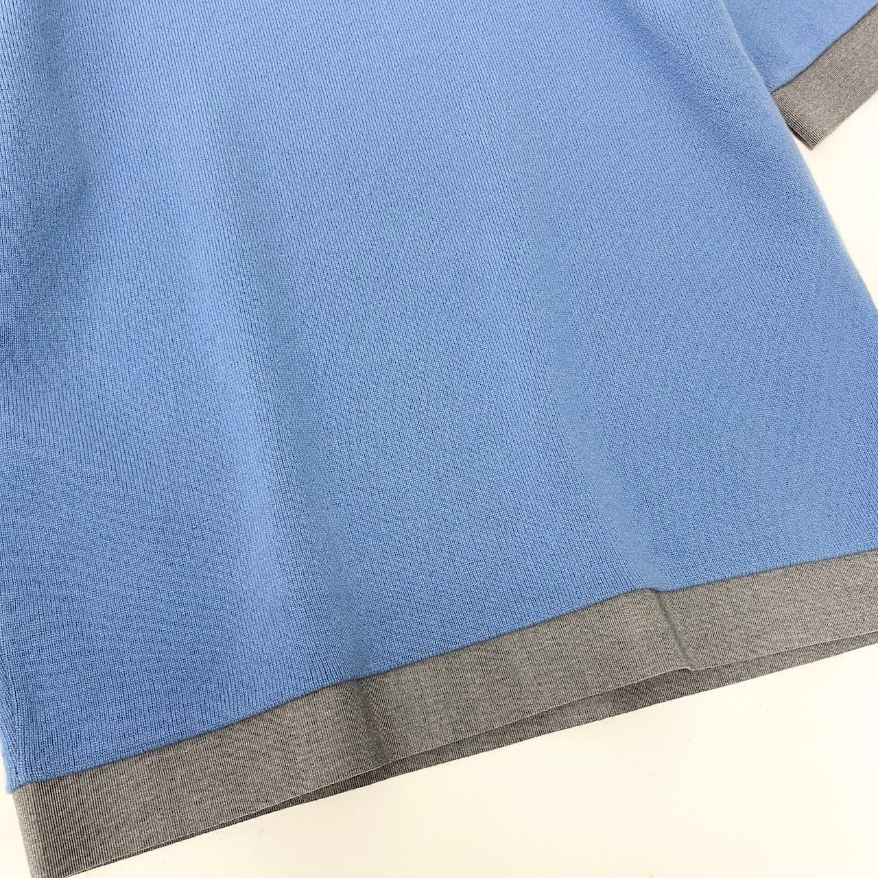 e10 MONCLER 半袖ニットセーター カシミヤ混 イタリア製 Mサイズ ブルー グレー レディース 女性用k02i