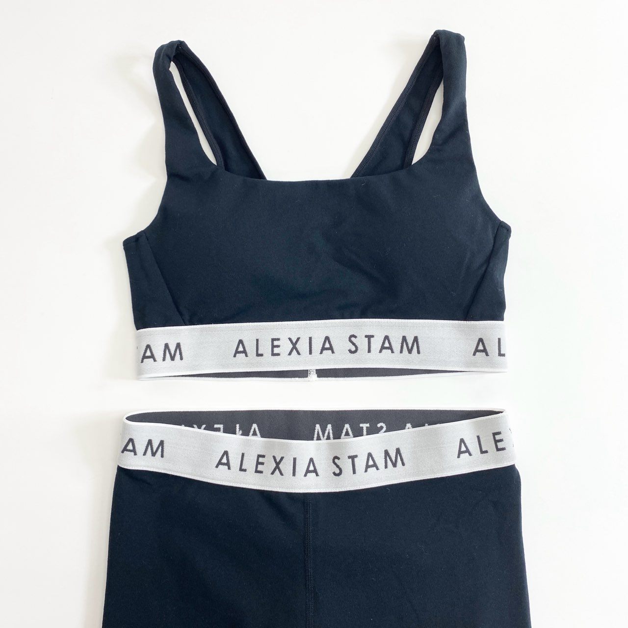 51f16 《美品》 ALEXIA STAM アリシアスタン ヨガウェア セットアップ ブラトップ タイツ スポーツウェア サイズL ブラック レディース