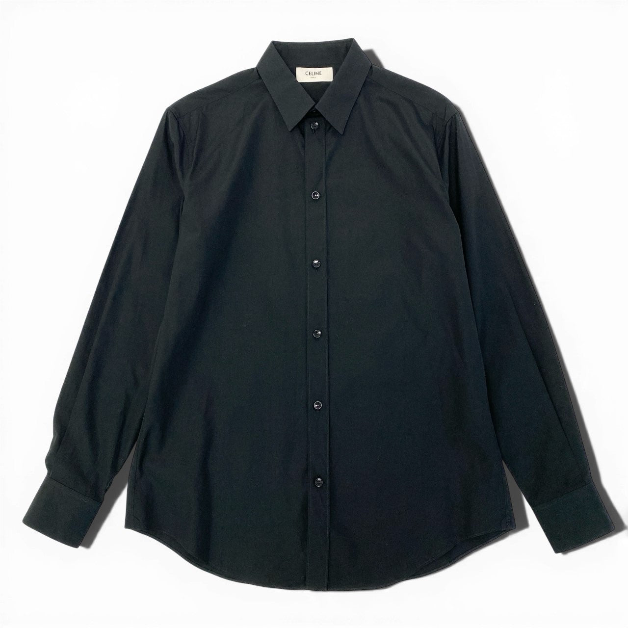 59a21 CELINE セリーヌ by エディスリマン 2C154808E Classic shirt 長袖シャツ ブラックシャツ ドレスシャツ サイズ39 ブラック メンズ トップスk02i