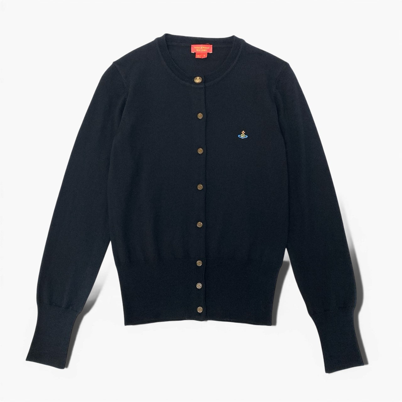 86a15 【イタリア製】Vivienne Westwood Red Label ヴィヴィアンウエストウッド レッドレーベル オーブ刺繍 カーディガン サイズS ブラック レディース トップスk02i