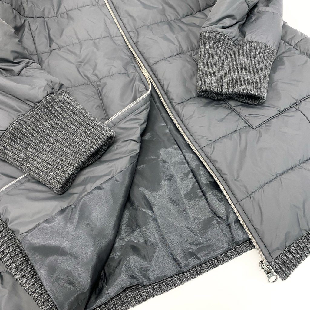 81L15 【美品】Leilian レリアン 中綿キルティングジャケット ナイロンジャケット コート アウター 17+サイズ グレー  レディースu02t