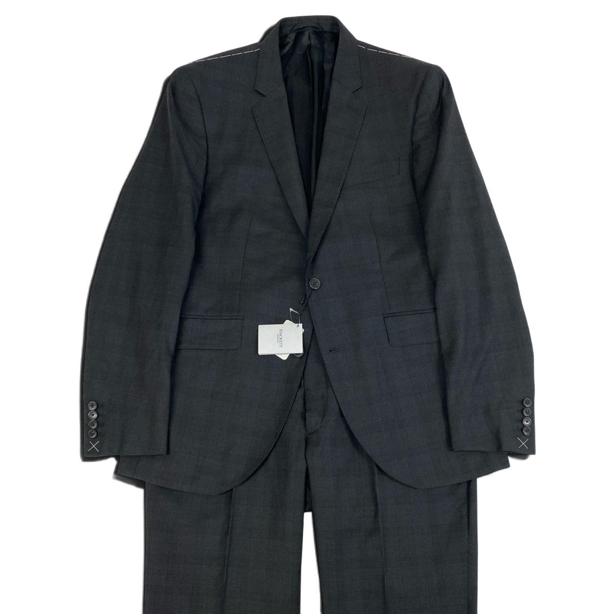 10j14 【新品保管品】HACKETT LONDON ハケット 大きいサイズ スーツセットアップ テーラードジャケット スラックスパンツ 54サイズ グレー ウール100％ メンズ 男性用u02t