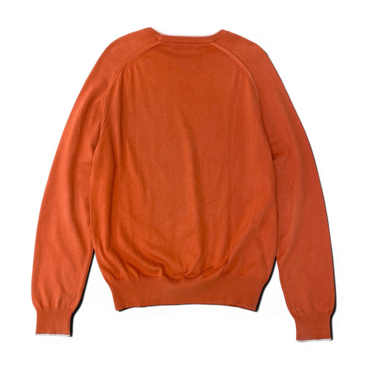 90g27 Loro Piana ロロピアーナ ロングスリーブニットセーター イタリア製 48サイズ オレンジ コットン100％ メンズ 男性用u02t