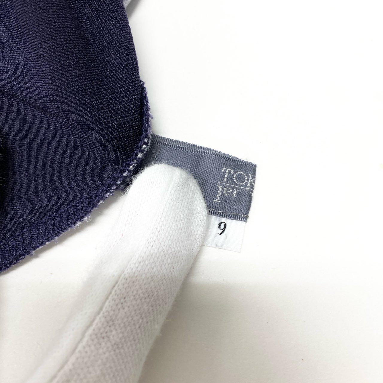 33c10 【美品】 TOKUKO 1er VOL ロングスリーブ チュニックワンピース  アニマル柄 Aライン ストレッチ レディース 女性服 サイズ9 パープルu02t