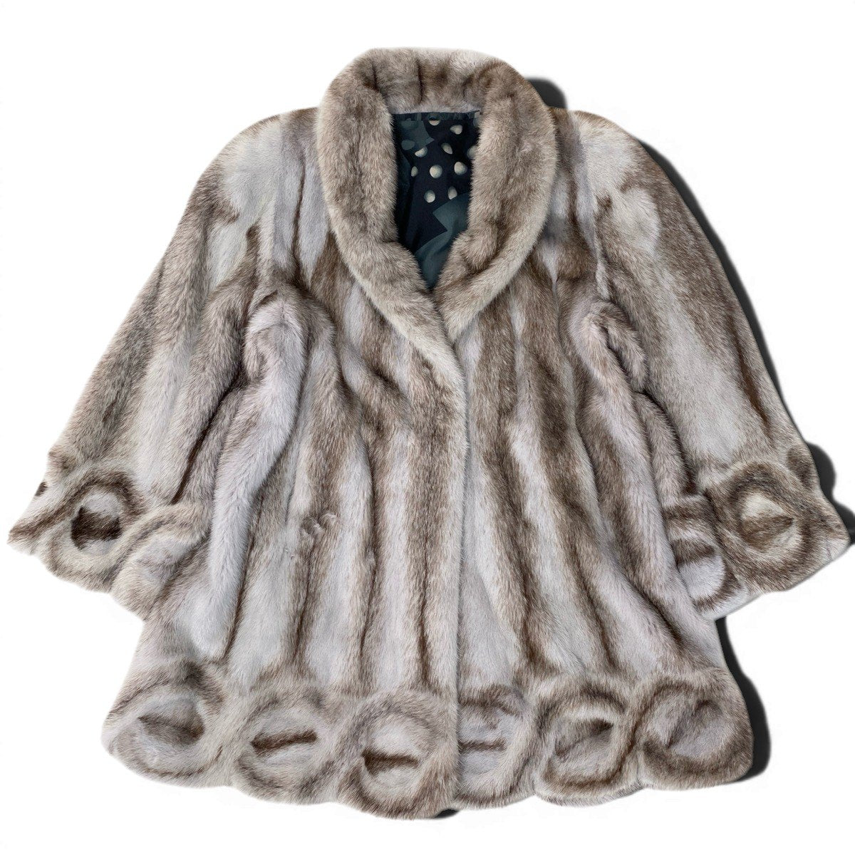 93h8 染めクロスミンク ロングコート サイズL 本毛皮 Dyed Cross Mink Fur Long Coat 裾広がりt18r