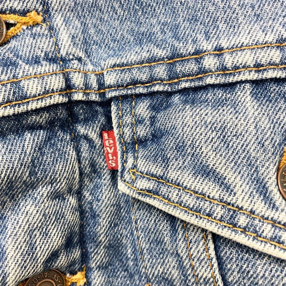 9c20 Levis リーバイス USA製 デニムジャケット Gジャン ボタン裏527 裏地ブランケット 70506-0316 42 ブルー系 コットン 雰囲気〇u02t