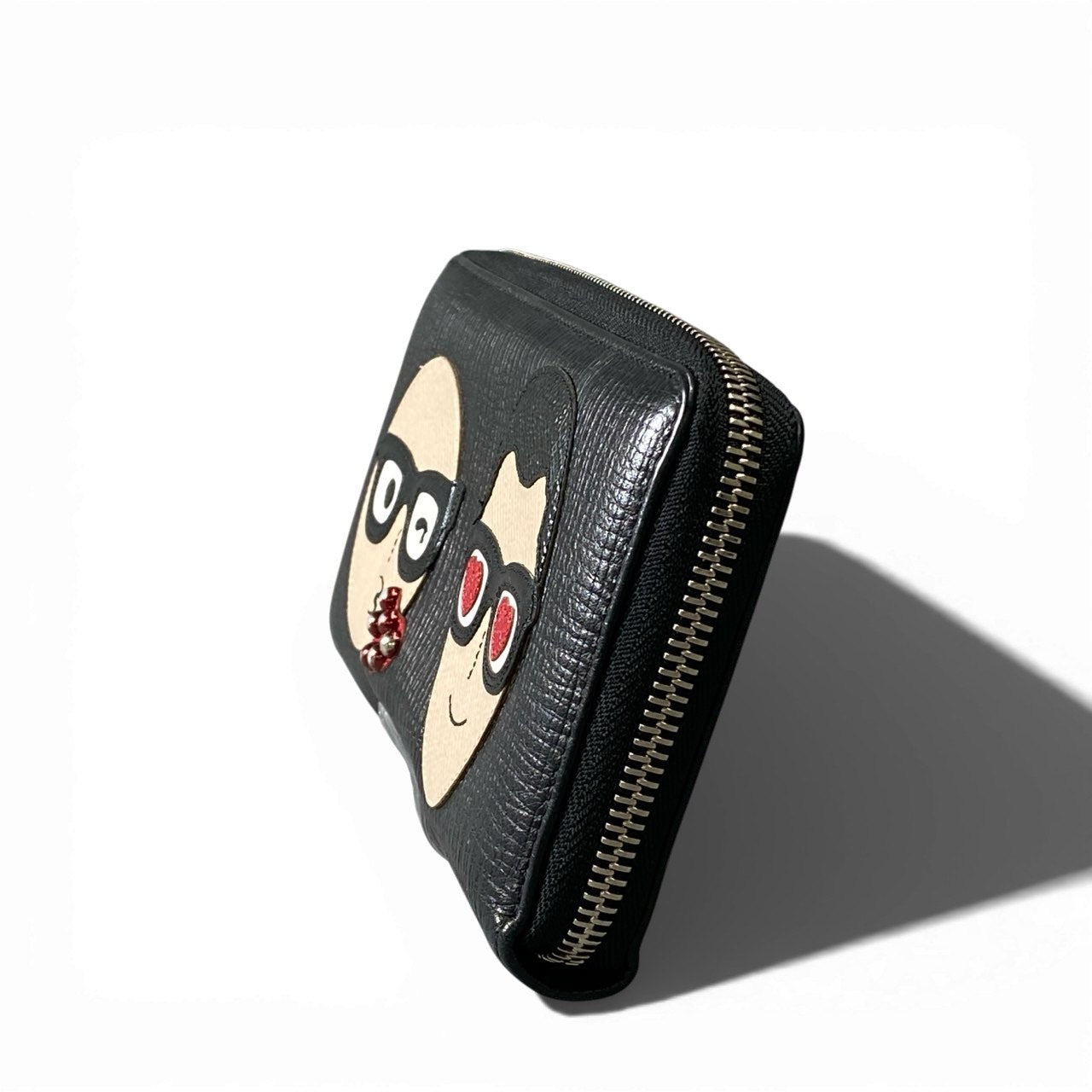 a5 DOLCE&GABBANA ドルチェアンドガッバーナ ラウンドファスナー 長財布 パッチ装飾 レザー 革 ブラック メンズ レディース ユニセックスk02i