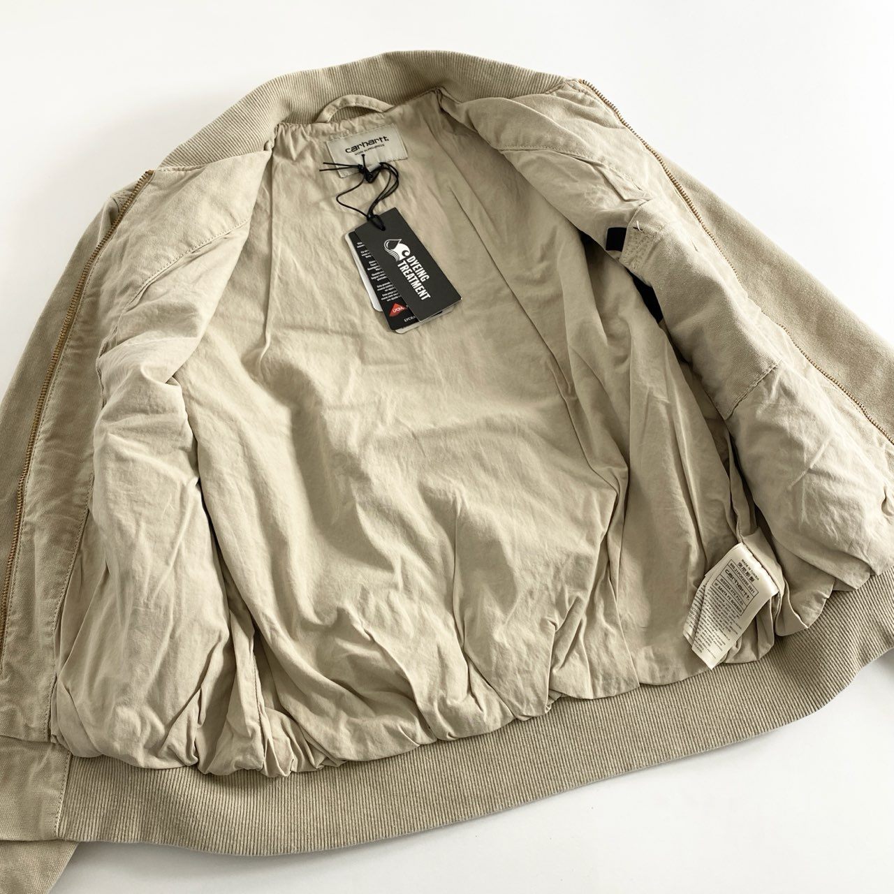 61e12 《未使用保管品》 タグ付 Carhartt WIP カーハート ダブルアイピ― SANTA FE BOMBER サンタフェボンバー ジャケット ブルゾン I030284 Sサイズ ベージュ コットン