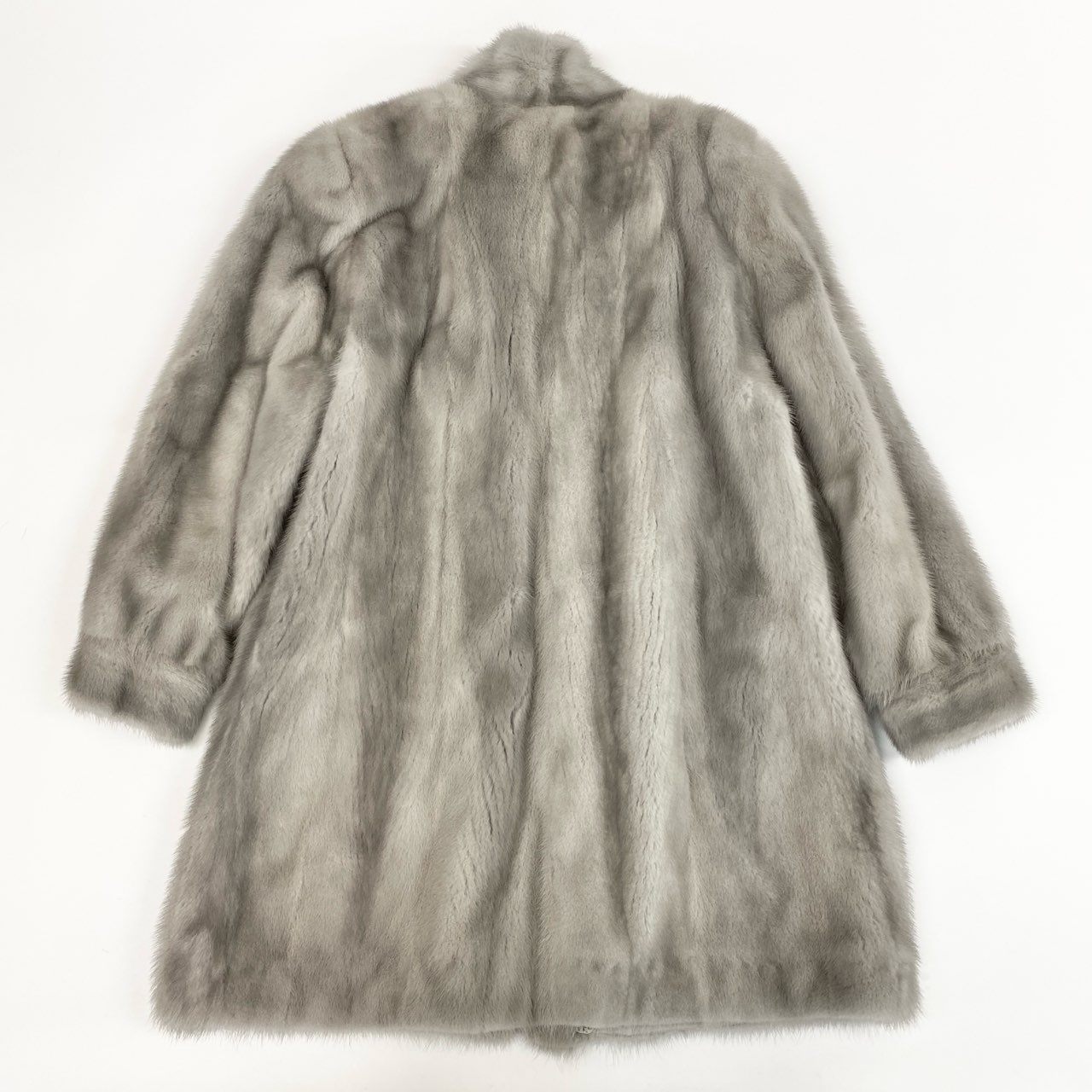 53k10 サファイアミンク ロングコート 15 シルバーグレー 最高級本毛皮 SAPPHIRE MINK FUR ポケット付 毛並み◎t18r
