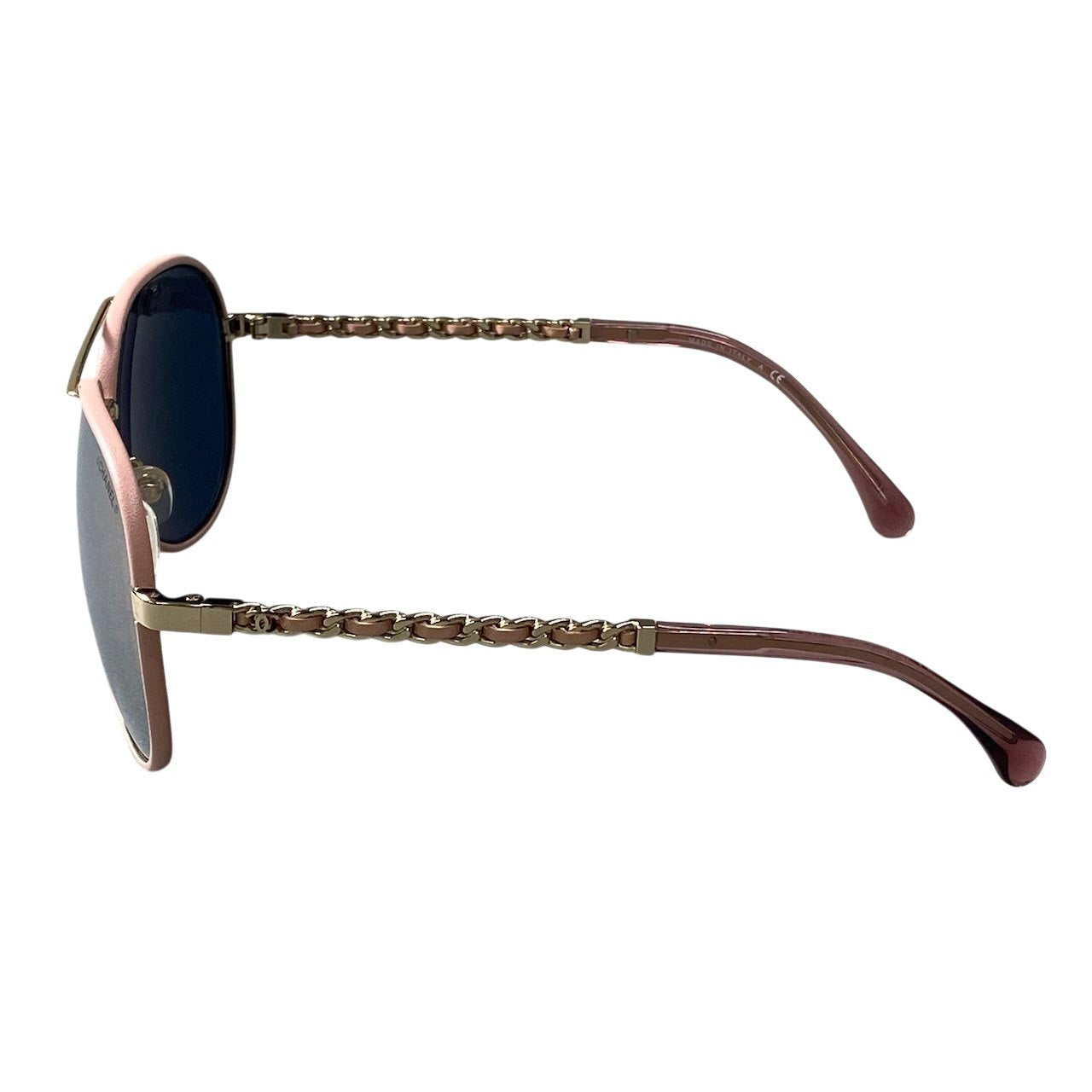 《極美品》 CHANEL シャネル パイロットシェイプ チェーン ティアドロップ サングラス Coco Mark Side Chain Pilot Sunglasses 4219-Q 59□14 ピンク ケース クロス付t18rt18r