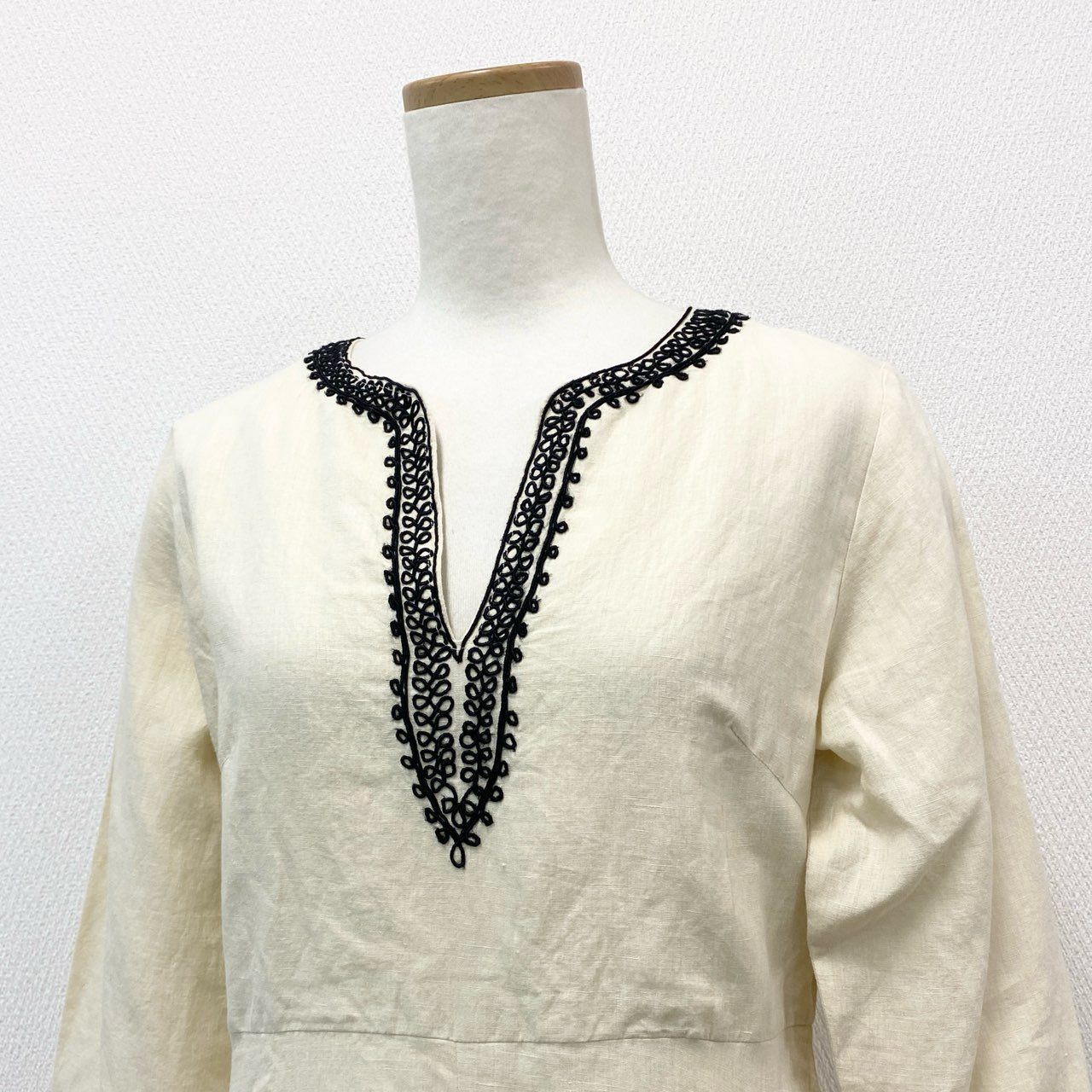 69k20 《タグ付》定価￥38,500 Sara mallika サラマリカ LINEN EMB LONG DRESS リネンロングドレス ワンピース F エクリュ エンブロイダリー