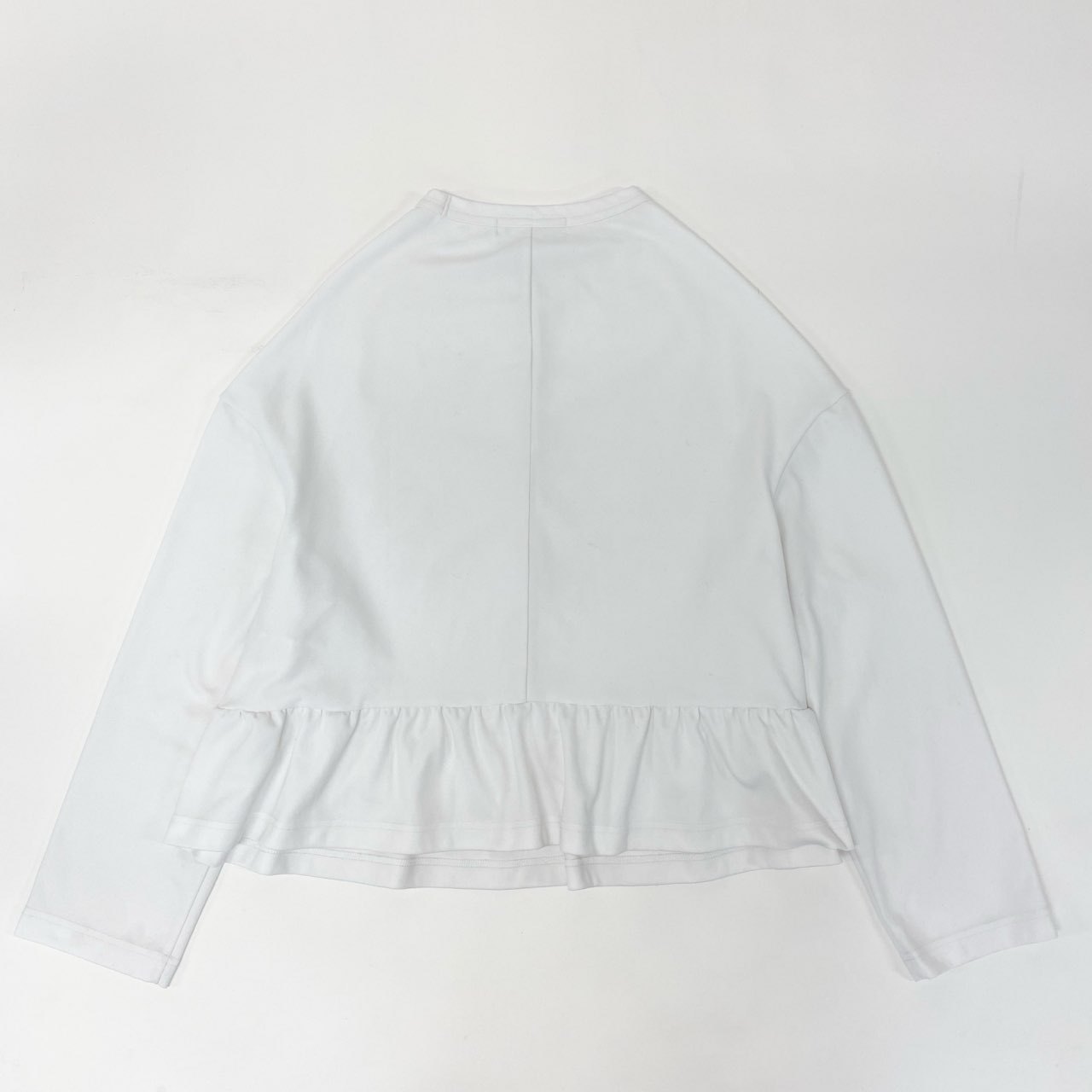 69i26 《美品》COMME des GARCONS コムデギャルソン フリルトップス 長袖カットソー ペプラム ストレッチ RK-1007 AD2002 Sサイズ ホワイト レディースk02i