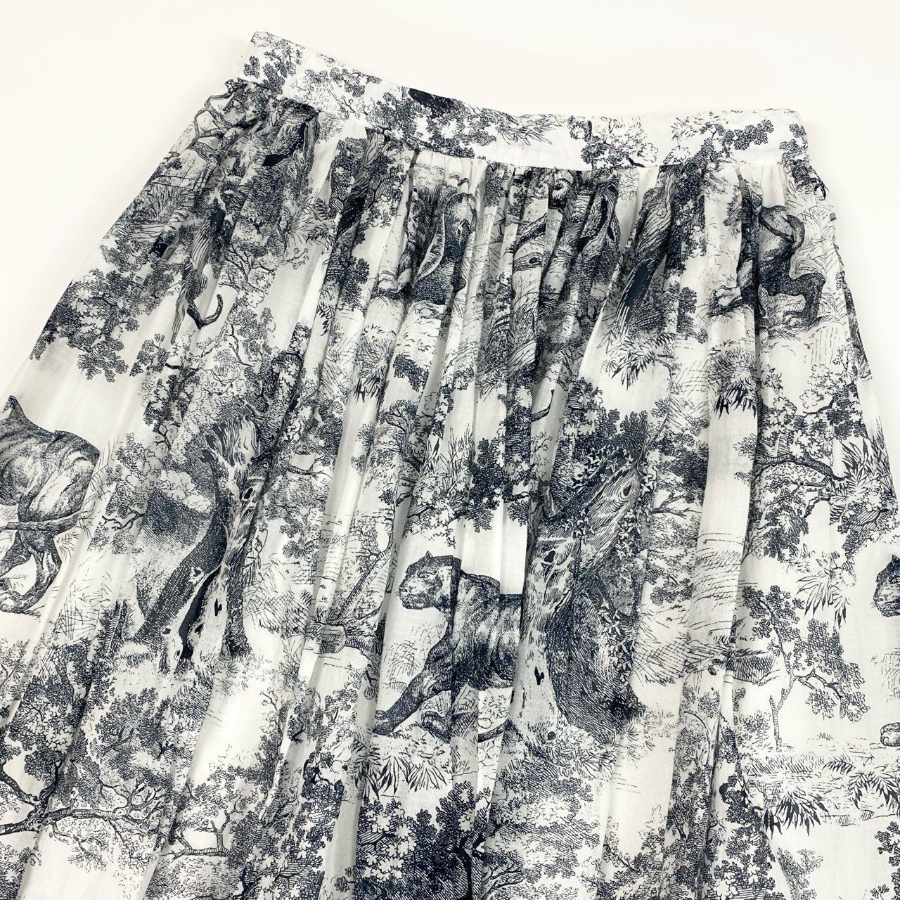 Ed6 Christian Dior クリスチャンディオール トワル ドゥ ジュイ ミディスカート コットンモスリン サイズI42 ネイビーta1