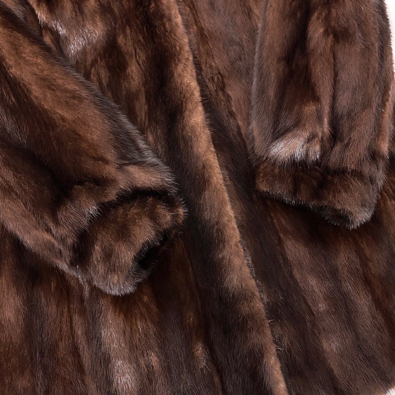 72L9 SAGA MINK サガミンク 銀サガ マホガニーミンク ロングコート サイズF ブラウン 本毛皮 MINK FUR 裏地刺繍t18r