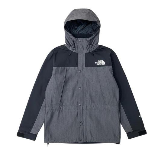 12i25 THE NORTH FACE ザノースフェイス マウンテンライトデニムジャケット ゴアテックス ロゴ刺繍 XLサイズ グレー ブラック ナイロン100％ メンズ 男性用u02t