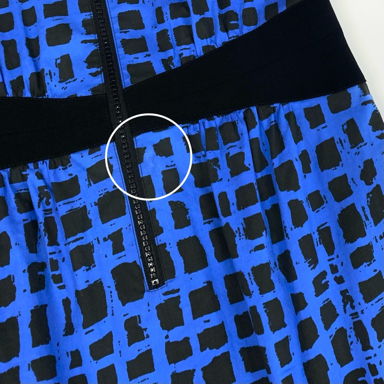 26j24 jun ashida ジュンアシダ 半袖ワンピース ドレス チェック ファスナーデザイン 9サイズ ブルー ブラック レディースu02t