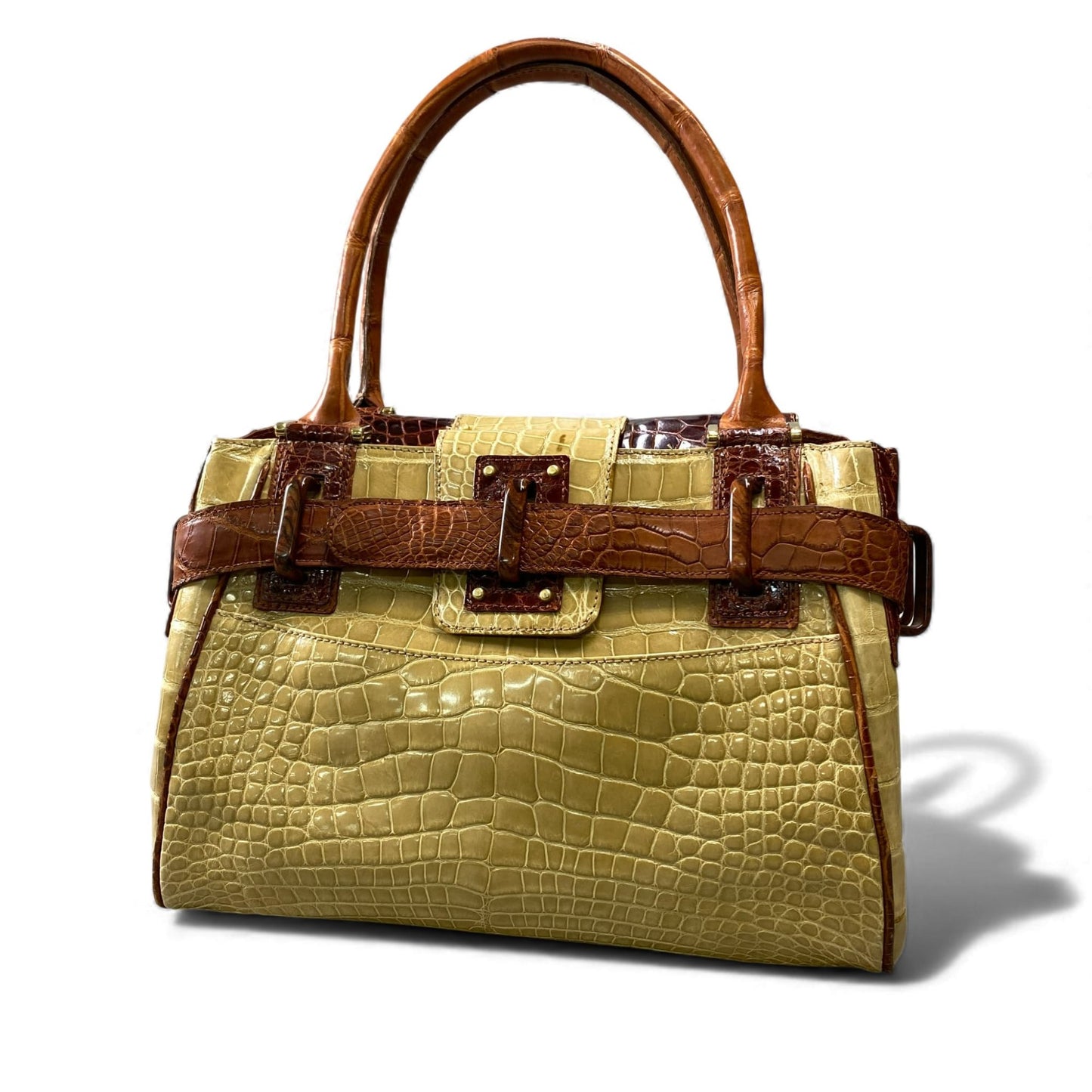 AL10 NICO MARTELLI ニコマルテリ シャイニングクロコ クロコバッグ トートバッグ ハンドバッグ ベージュ ブラウン レディースk02i