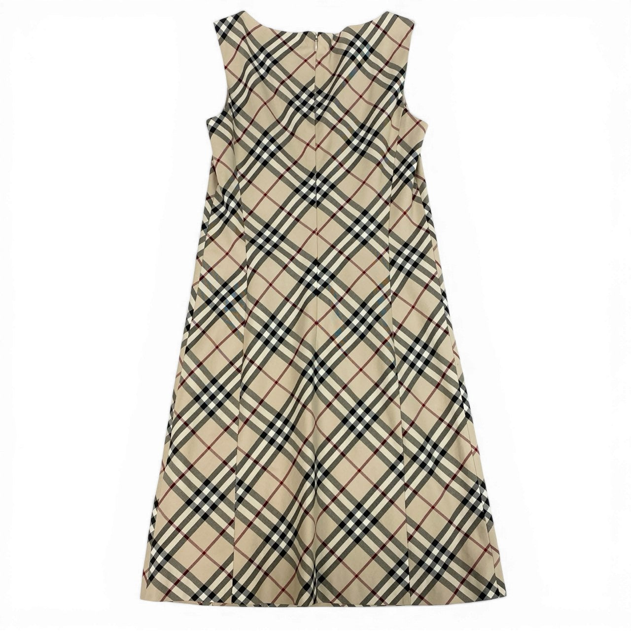 Id10 BURBERRY バーバリー ノバチェック ホース刺繡 ノースリーブワンピース  38 ベージュ系 コットンu02t