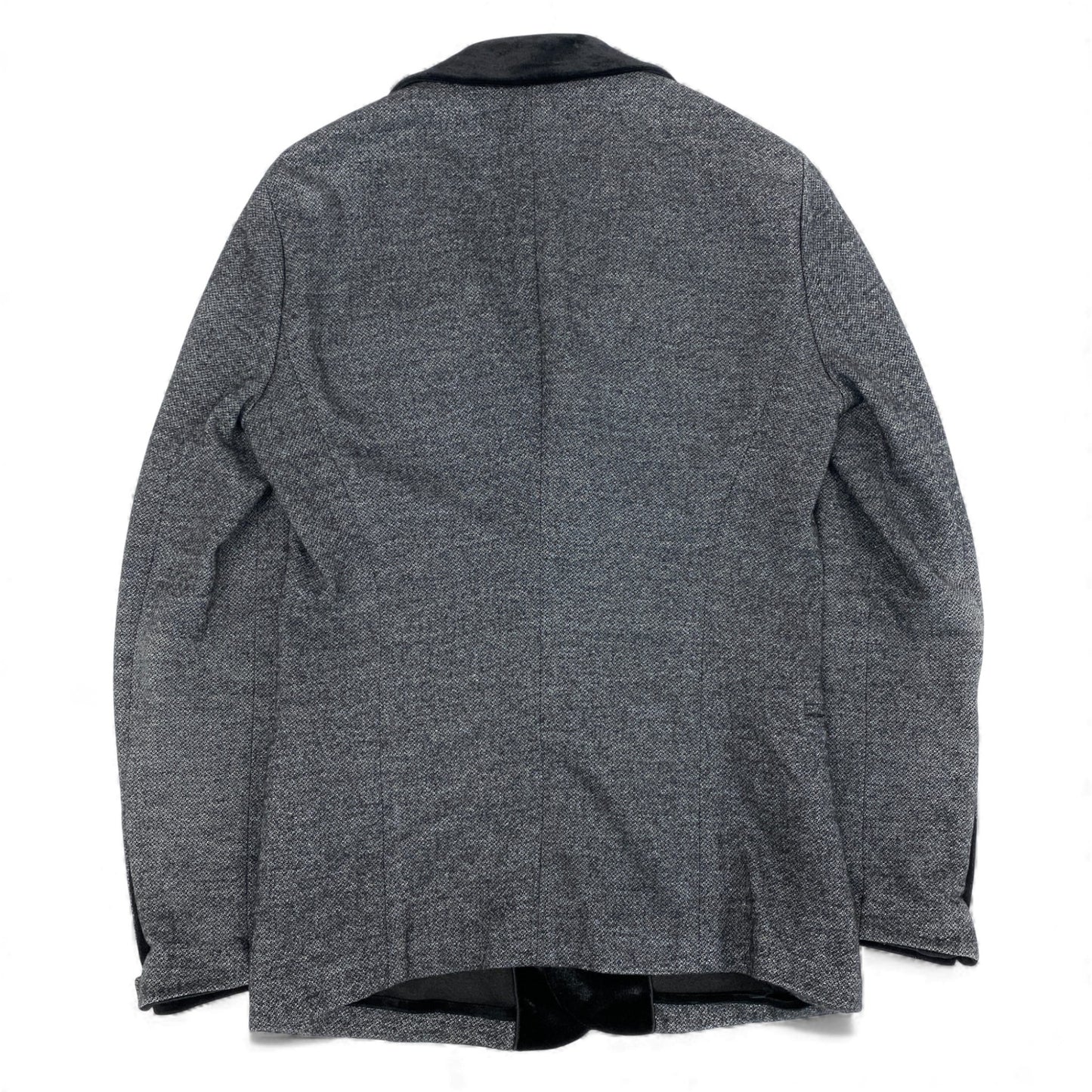 6L17 GIORGIO ARMANI ジョルジオアルマーニ テーラードジャケット ベロア切替 アウター イタリア製 46サイズ グレー ブラック メンズu02t