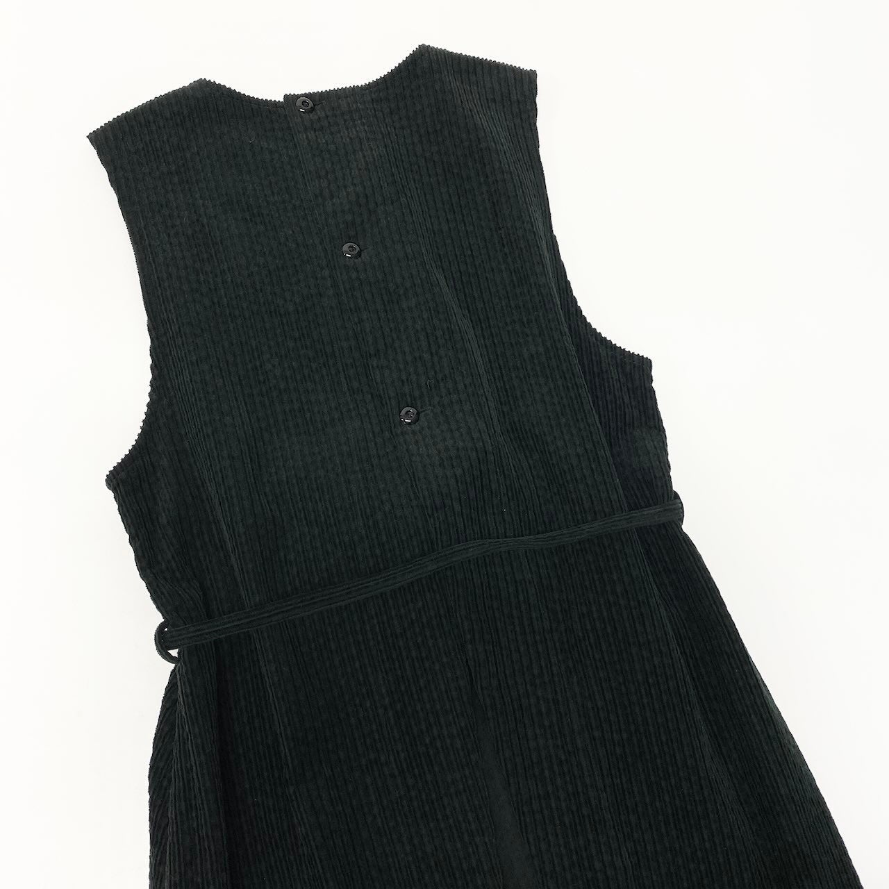 53c10 SUSURI ススリ コーデュロイ ムールロングベスト サイズ1 ブラック レディース ワンピースk02i